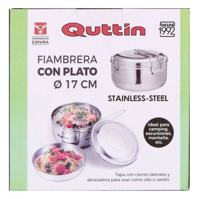 Fiambrera Redonda con Tapa Quttin Acero Inoxidable (Ø 17 cm) 2 Fiambrera Redonda con Tapa Quttin Acero Inoxidable (Ø 17 cm) 2