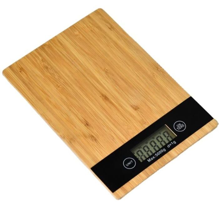 Báscula de Cocina Basic Home Basic Digital Cuadrada Bambú (20,3 x 15,3 x 1,8 cm) 1