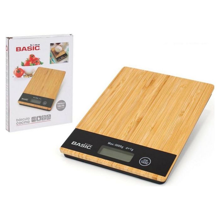 Báscula de Cocina Basic Home Basic Digital Cuadrada Bambú (20,3 x 15,3 x 1,8 cm)