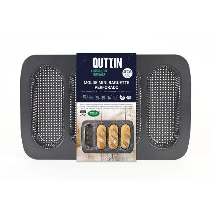 Molde para 4 Baguettes Perforado 34.6x21.5 cm - Quttin (12 Unidades) Molde para 4 Baguettes Perforado 34.6x21.5 cm - Quttin (12 Unidades)