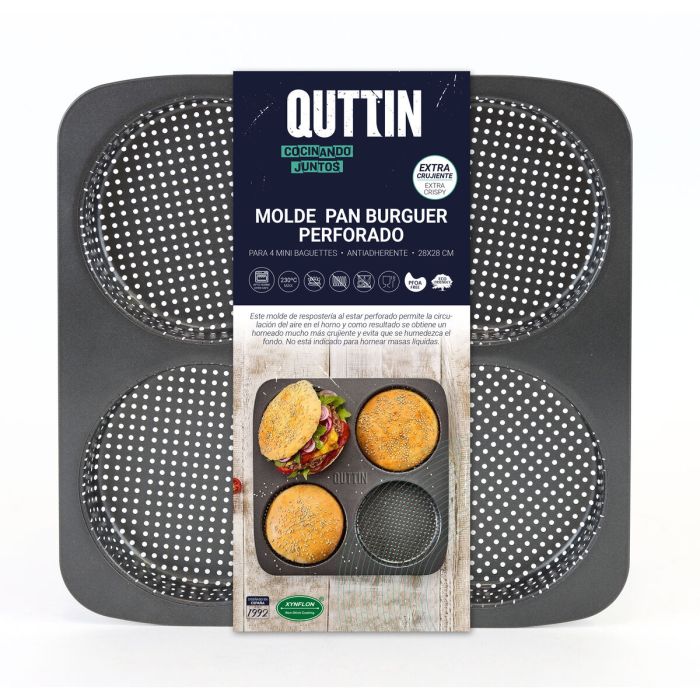 Molde 4 Pan Burguer Perforado 28x28 cm Quttin (12 Unidades) Molde 4 Pan Burguer Perforado 28x28 cm Quttin (12 Unidades)