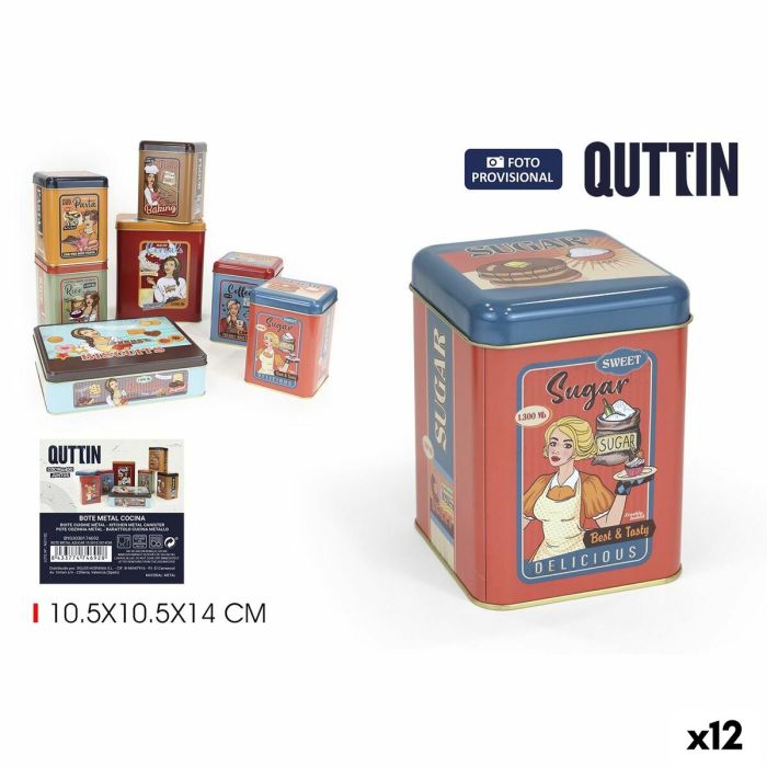Bote Quttin Metal 10,5 x 10,5 x 14 cm (12 Unidades) Bote Quttin Metal 10,5 x 10,5 x 14 cm (12 Unidades)