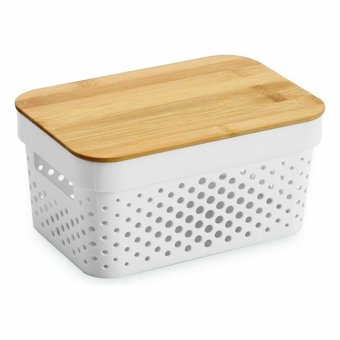 Caja Multiusos Confortime Blanco Marrón Bambú Plástico 26,2 x 17,5 x 12,5 cm (8 Unidades) 2