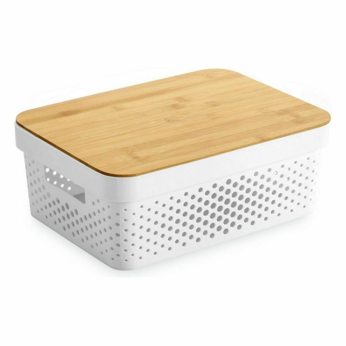 Caja Multiusos Confortime Blanco Marrón Bambú Plástico 36 x 26,5 x 13,5 cm (6 Unidades) 2