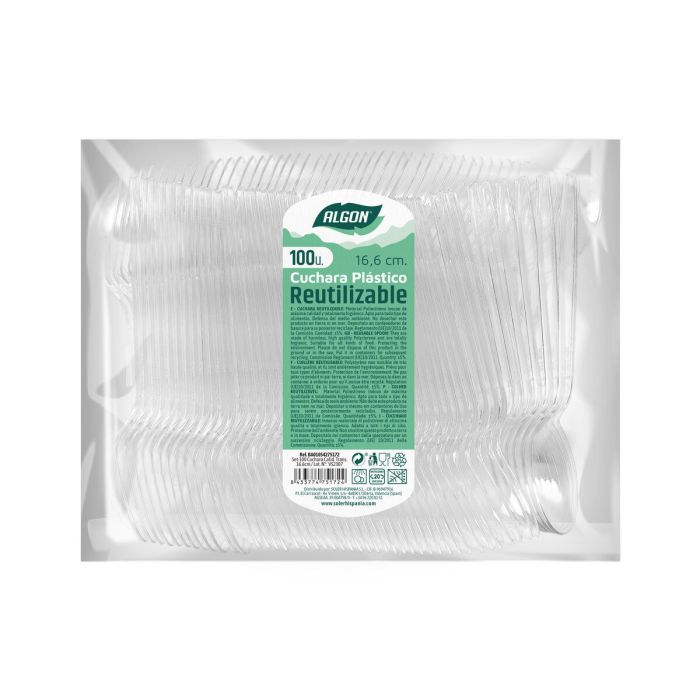 Set de Cucharas Algon Transparente Reutilizable 16,6 cm 100 Unidades 1 Set de Cucharas Algon Transparente Reutilizable 16,6 cm 100 Unidades 1