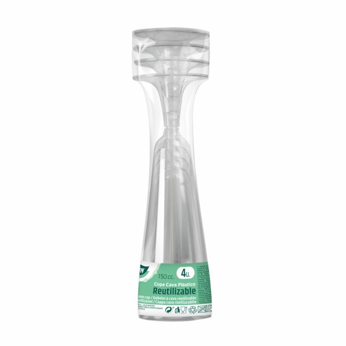 Copas de cava reutilizables Algon Transparente 24 Unidades 150 ml (4 Piezas) 2