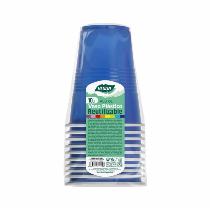 Set de vasos reutilizables Algon Azul 48 Unidades 450 ml (10 Piezas) 2