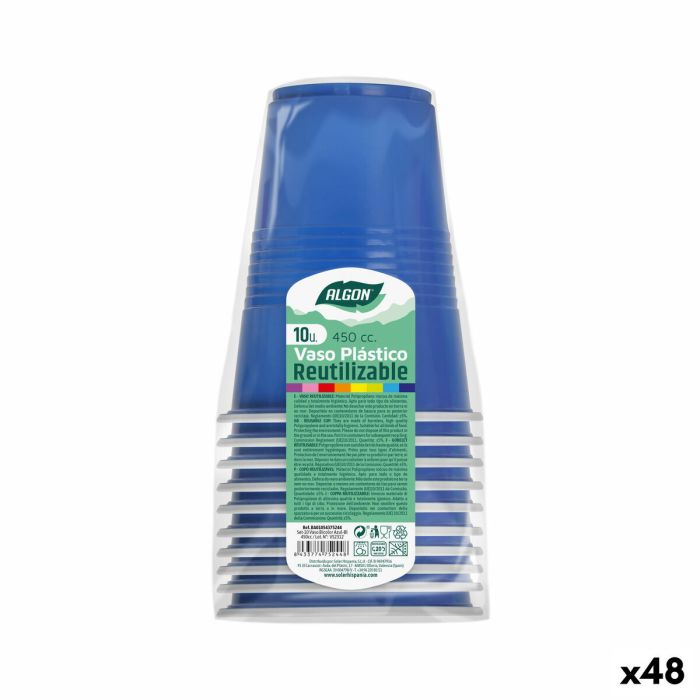 Set de vasos reutilizables Algon Azul 48 Unidades 450 ml (10 Piezas)