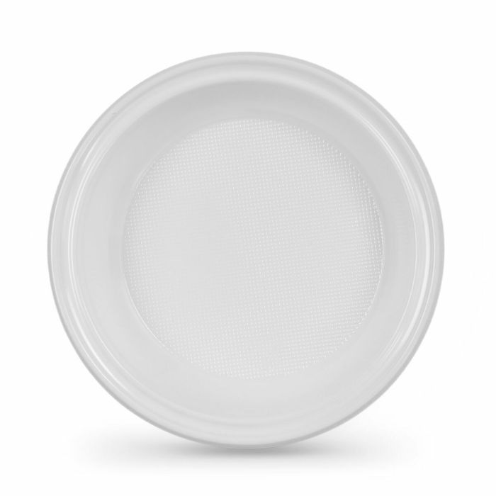 Set de platos reutilizables Algon Redondo Blanco Plástico 20,5 x 3 cm (6 Unidades) 1