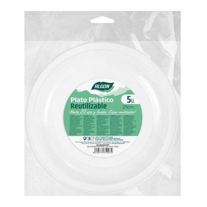 Set de platos reutilizables Algon Redondo Blanco Plástico (36 Unidades) 2