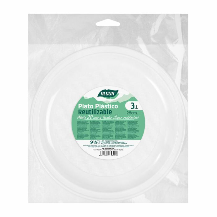 Set de platos reutilizables Algon Redondo Blanco Plástico (36 Unidades) 2