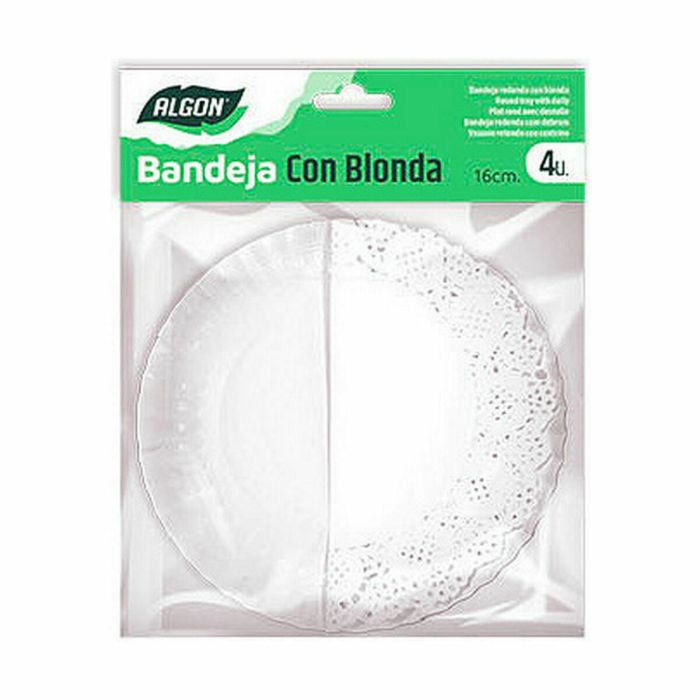 Set de bandejas para Alimentos Algon Redonda Blanco 4 Piezas 16 x 16 x 1,5 cm (48 Unidades) 1