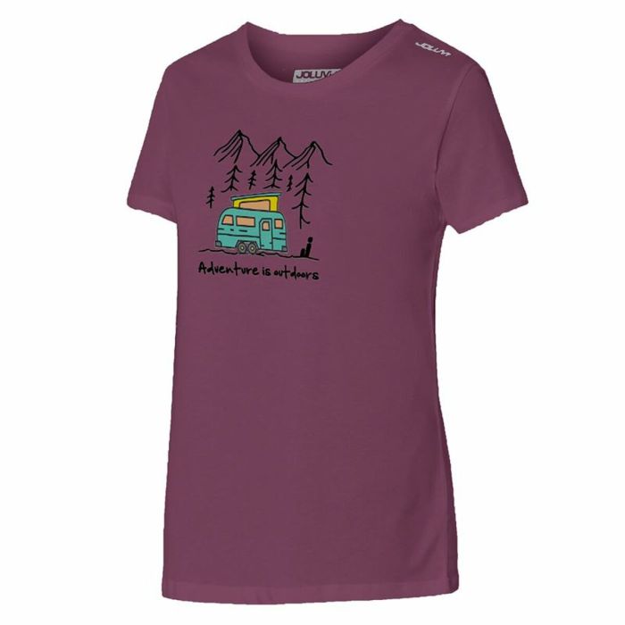 Camiseta de Manga Corta Mujer Joluvi Adventure Rojo Carmesí