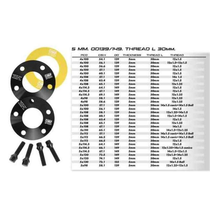 Set de Separadores OMP 5X100 56,1 M14 x 1,50 5 mm 5