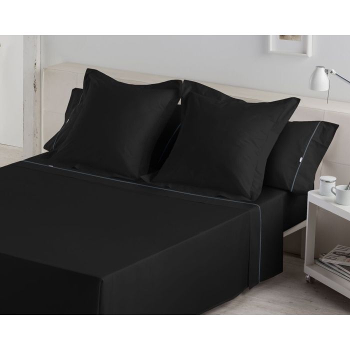 Juego de Sábanas Alexandra House Living Negro Cama de 135/140 3 Piezas 1