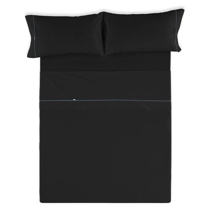 Juego de Sábanas Alexandra House Living Negro Cama de 150 4 Piezas