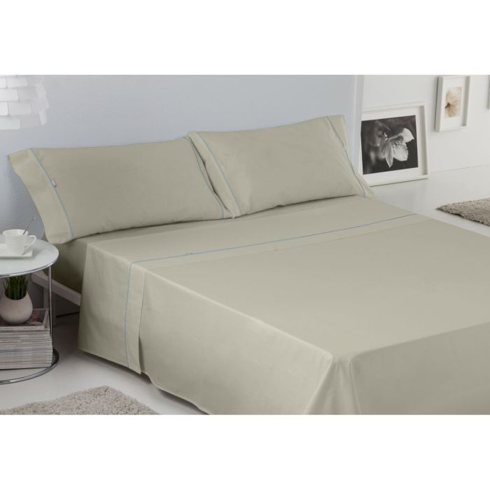 Juego de Sábanas Alexandra House Living Beige Cama de 180 4 Piezas 4