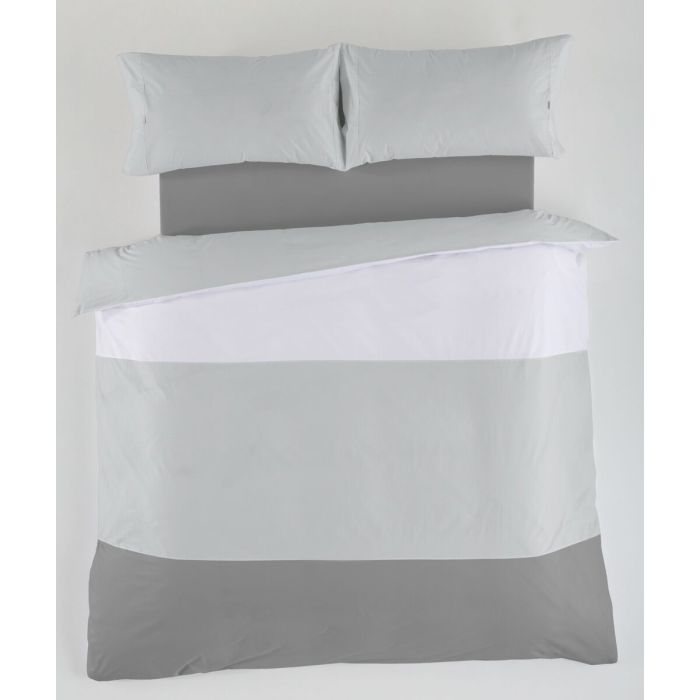 Juego de funda nórdica Alexandra House Living Blanco Gris Cama de 180 4 Piezas 4