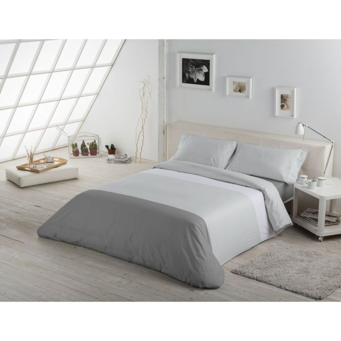 Juego de funda nórdica Alexandra House Living Blanco Gris Cama de 180 4 Piezas 3