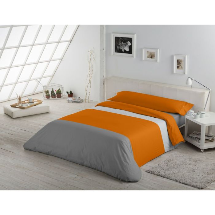 Juego de funda nórdica Alexandra House Living Gris Perla Ocre Cama de 105 3 Piezas 2