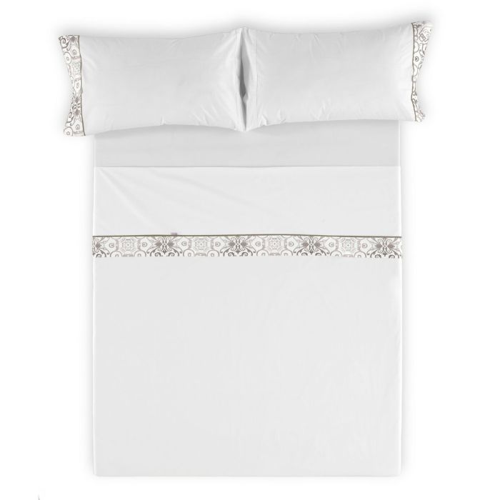 Juego de Sábanas Alexandra House Living Blanco Cama de 180 4 Piezas