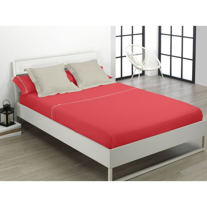 Juego de Sábanas Alexandra House Living Rojo Cama de 150 4 Piezas 1