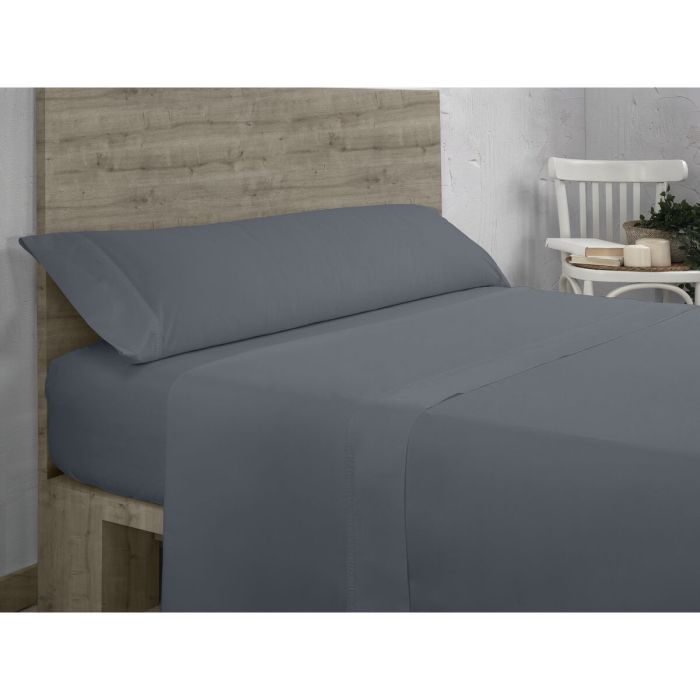 Juego de Sábanas Alexandra House Living Qutun Gris oscuro Cama de 90 3 Piezas 5