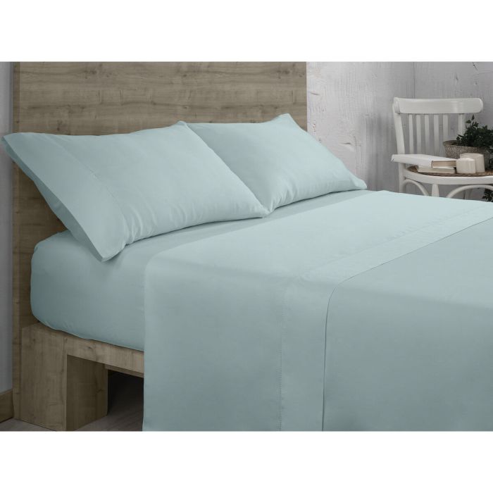 Juego de Sábanas Alexandra House Living Qutun Azul claro Cama de 160 4 Piezas 5