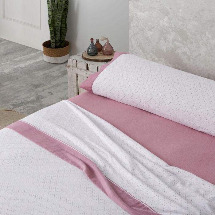 Juego de Sábanas Alexandra House Living Eira Rosa Fuerte Cama de 150 3 Piezas 3