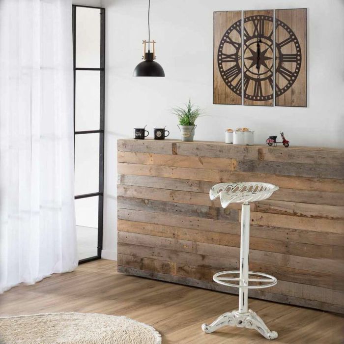 Reloj de Pared Alexandra House Living Negro Hierro Madera MDF 90 x 2 x 90 cm 3