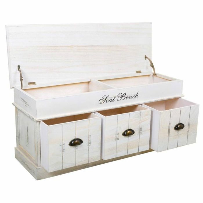 Banco baúl Alexandra House Living Blanco Madera de Paulonia Madera MDF 35 x 50 x 102 cm 3 Banco baúl Alexandra House Living Blanco Madera de Paulonia Madera MDF 35 x 50 x 102 cm 3