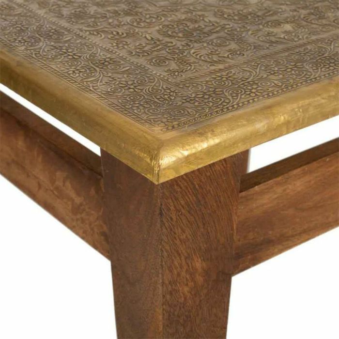 Mesa de Centro Alexandra House Living Marrón Oro Metal Madera de mango 45 x 42 x 45 cm 3