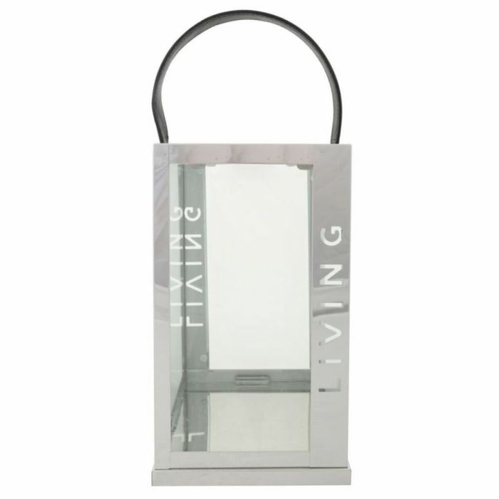 Farol Alexandra House Living Plata Vidrio Acero Inoxidable 18 x 30 x 18 cm 3