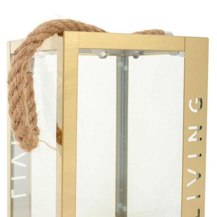 Farol Alexandra House Living Oro Vidrio Acero Inoxidable 18 x 30 x 18 cm 2