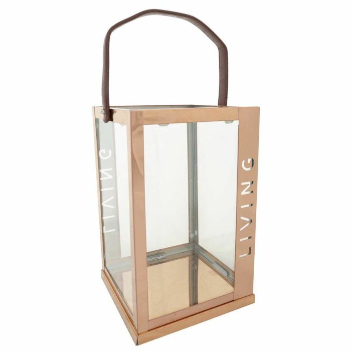 Farol Alexandra House Living Cobre Vidrio Acero Inoxidable 18 x 30 x 18 cm