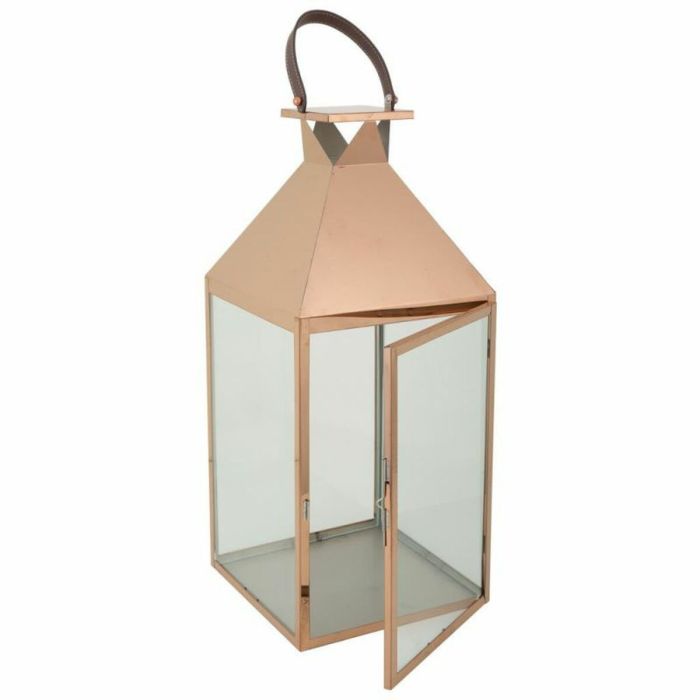 Farol Alexandra House Living Cobre Vidrio Acero Inoxidable 28 x 66 x 29 cm 3