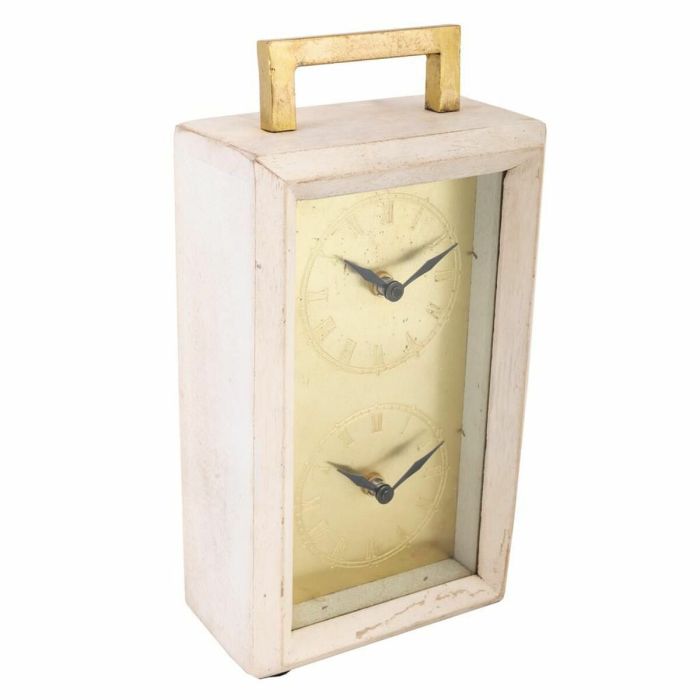 Reloj de Mesa Alexandra House Living Latón Vidrio Hierro Madera de mango 9 x 30 x 15 cm