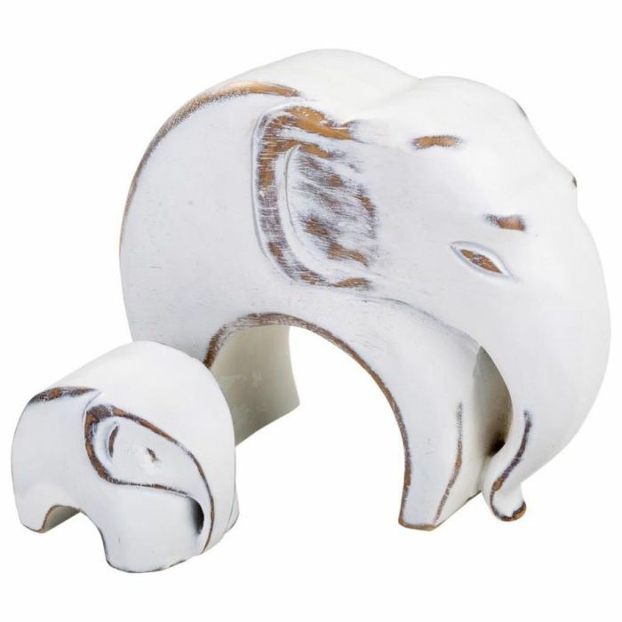 Figura Decorativa Alexandra House Living Blanco Poliresina Elefante 8 x 21 x 25 cm 5