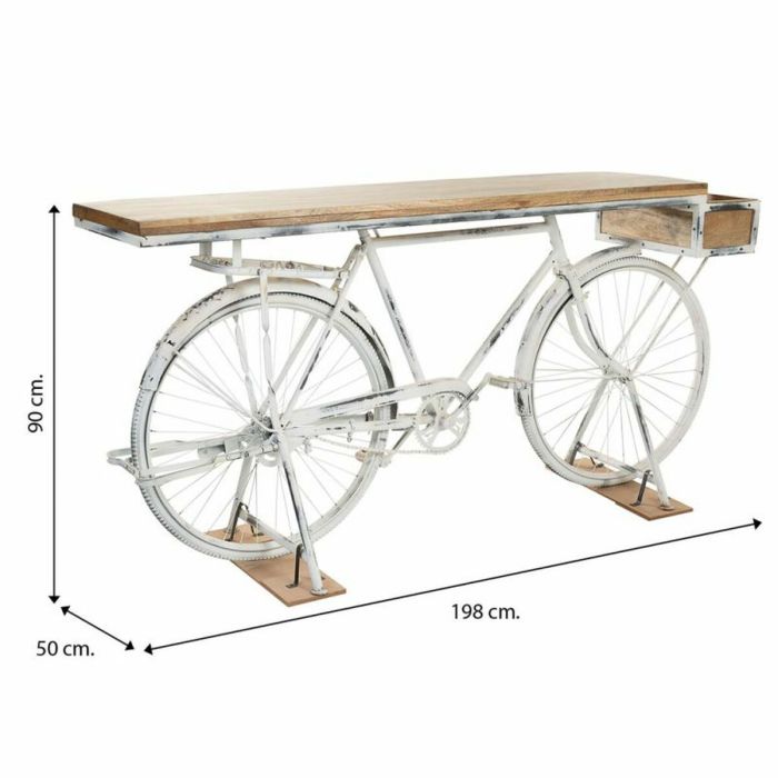 Recibidor Alexandra House Living Bike Blanco Café Hierro Madera de mango 50 x 90 x 198 cm 1