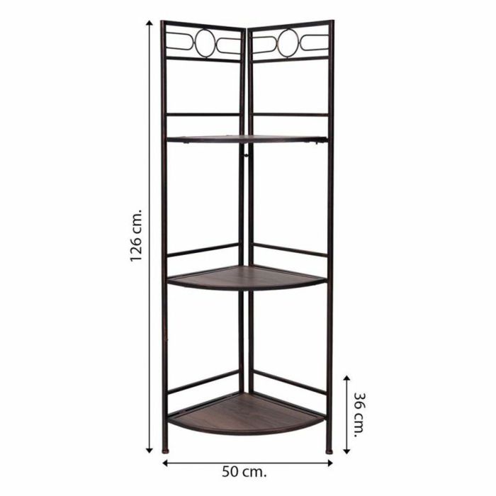 Estantería de Esquina Alexandra House Living Negro Dorado Metal Madera MDF 36 x 126 x 50 cm 1