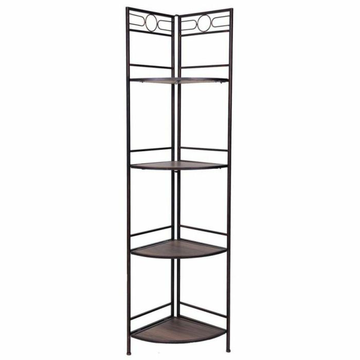 Estantería de Esquina Alexandra House Living Negro Dorado Metal Madera MDF 36 x 165 x 50 cm 4