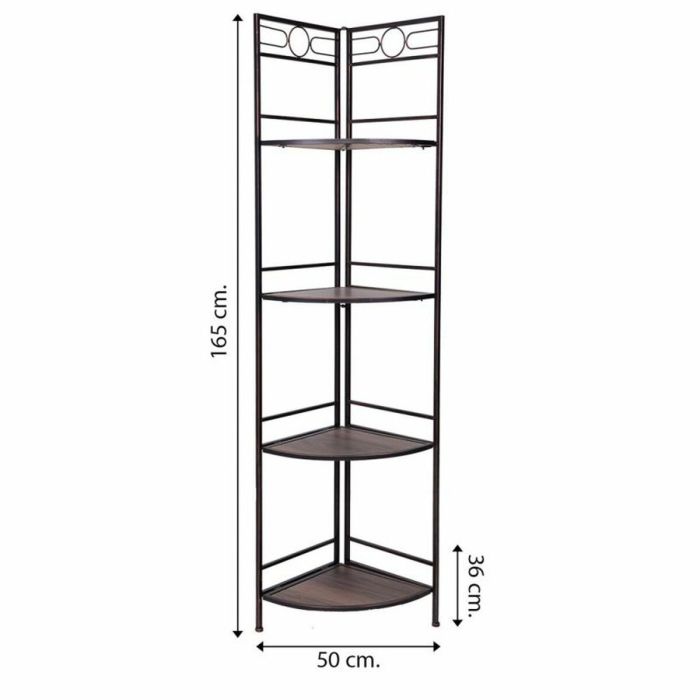 Estantería de Esquina Alexandra House Living Negro Dorado Metal Madera MDF 36 x 165 x 50 cm 1