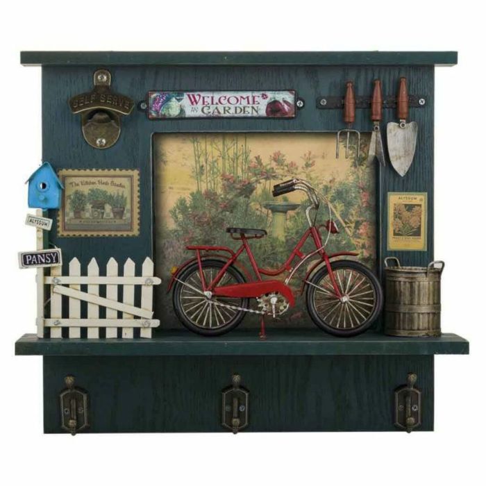 Perchero de Pared Alexandra House Living Metal Madera MDF Bicicleta 11 x 37 x 42 cm Tienda 3