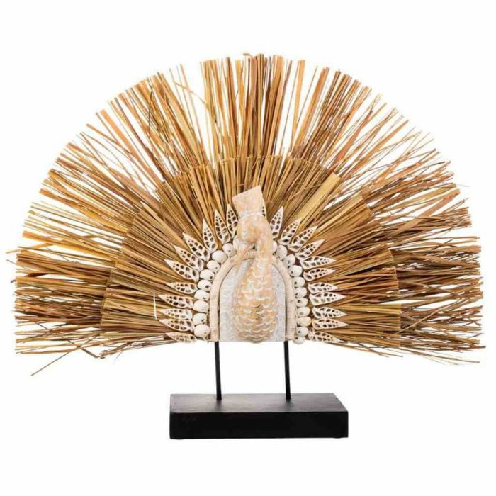 Figura Decorativa Alexandra House Living Negro Natural Madera Hierro Algas marinas Pavo real 53 x 12 x 64 cm 4