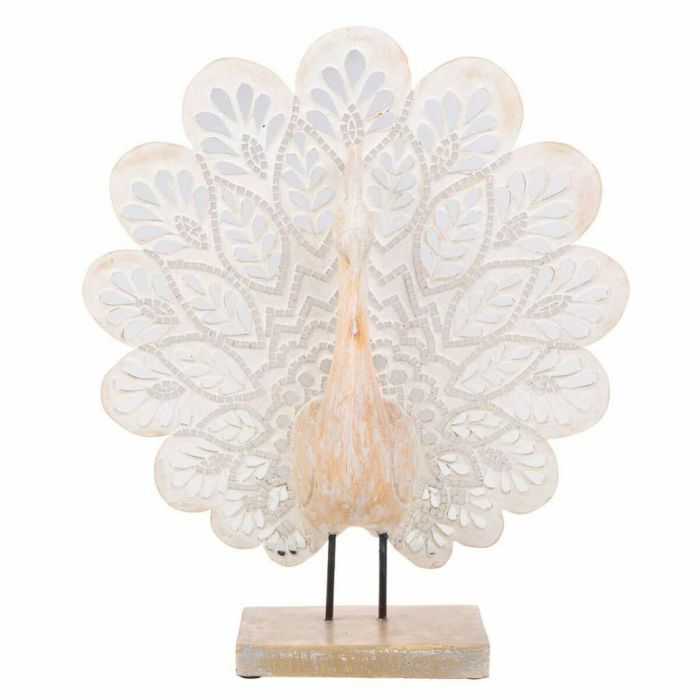 Figura Decorativa Alexandra House Living Natural Vidrio Madera MDF Pavo real 53 x 12 x 46 cm 4