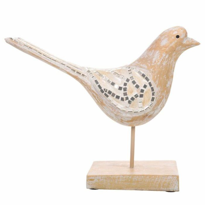 Figura Decorativa Alexandra House Living Blanco Natural Madera Vidrio Pájaro 26 x 12 x 30 cm 3