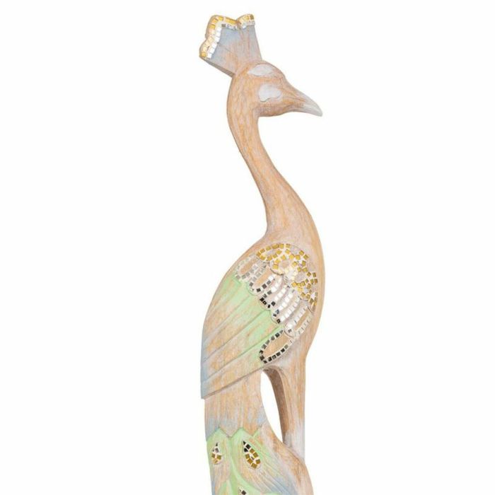 Figura Decorativa Alexandra House Living Yute Madera Vidrio Pavo real 106 x 15 x 22 cm 2