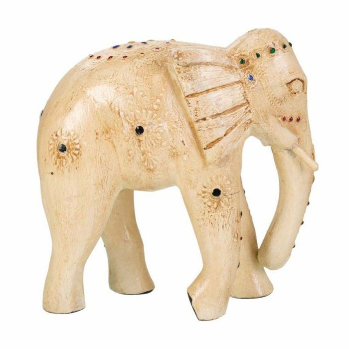 Figura Decorativa Alexandra House Living Blanco Madera de mango Elefante 11 x 24 x 24 cm 3