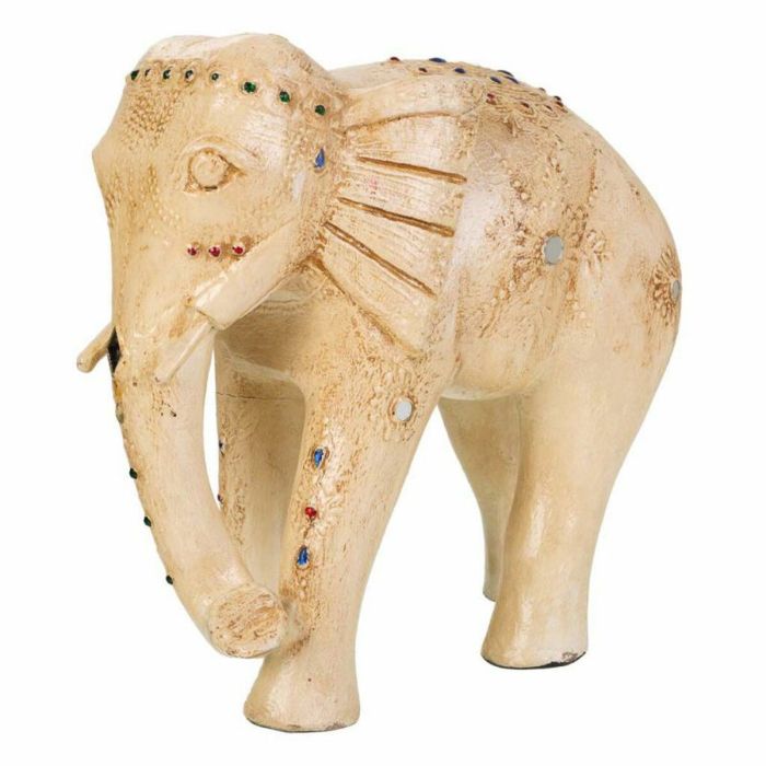 Figura Decorativa Alexandra House Living Blanco Madera de mango Elefante 11 x 24 x 24 cm 2