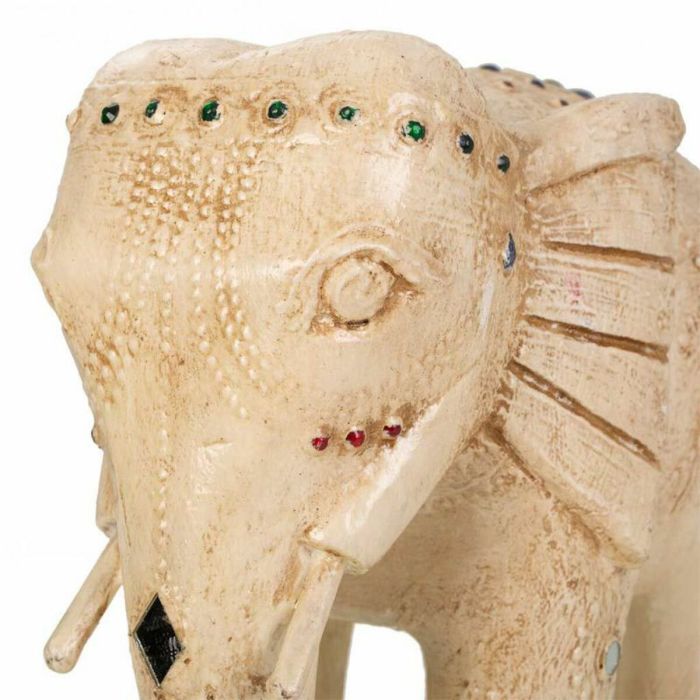 Figura Decorativa Alexandra House Living Blanco Madera de mango Elefante 11 x 24 x 24 cm 1